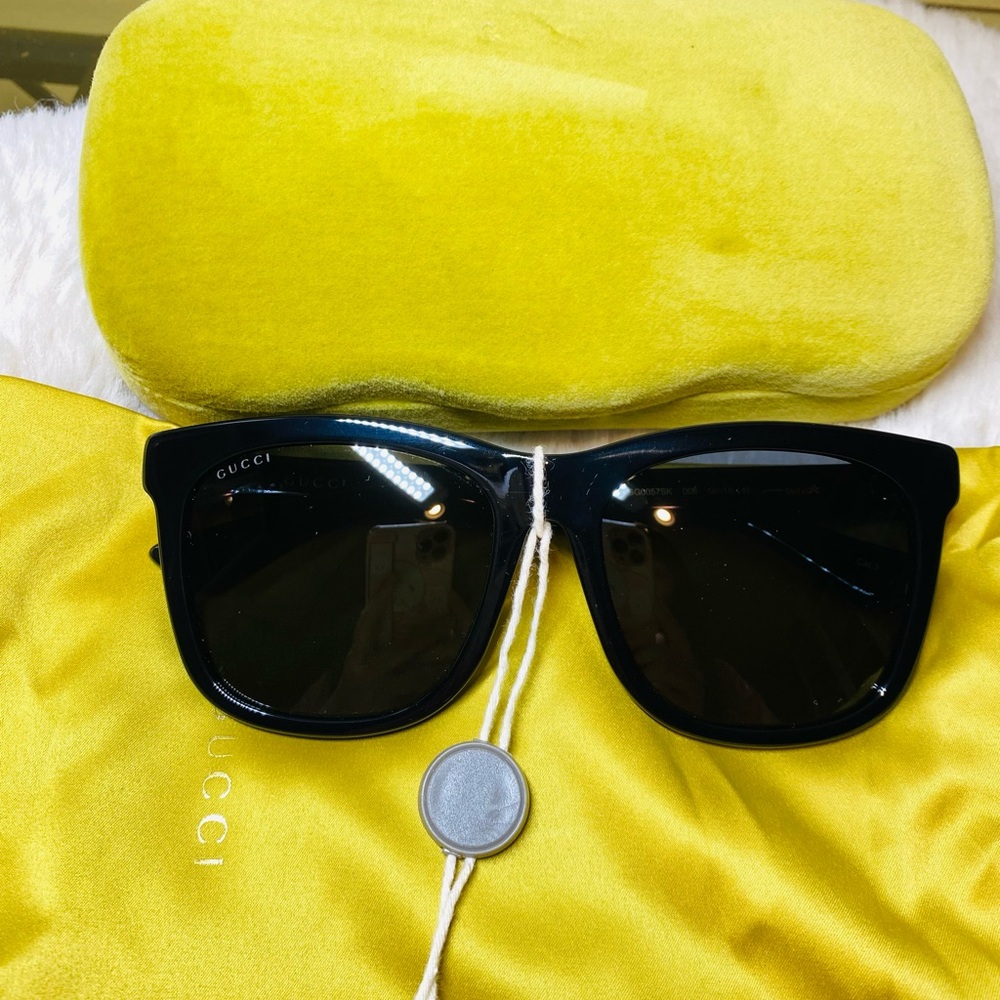 Gucci Black Sunglasses with Bright Yellow Case